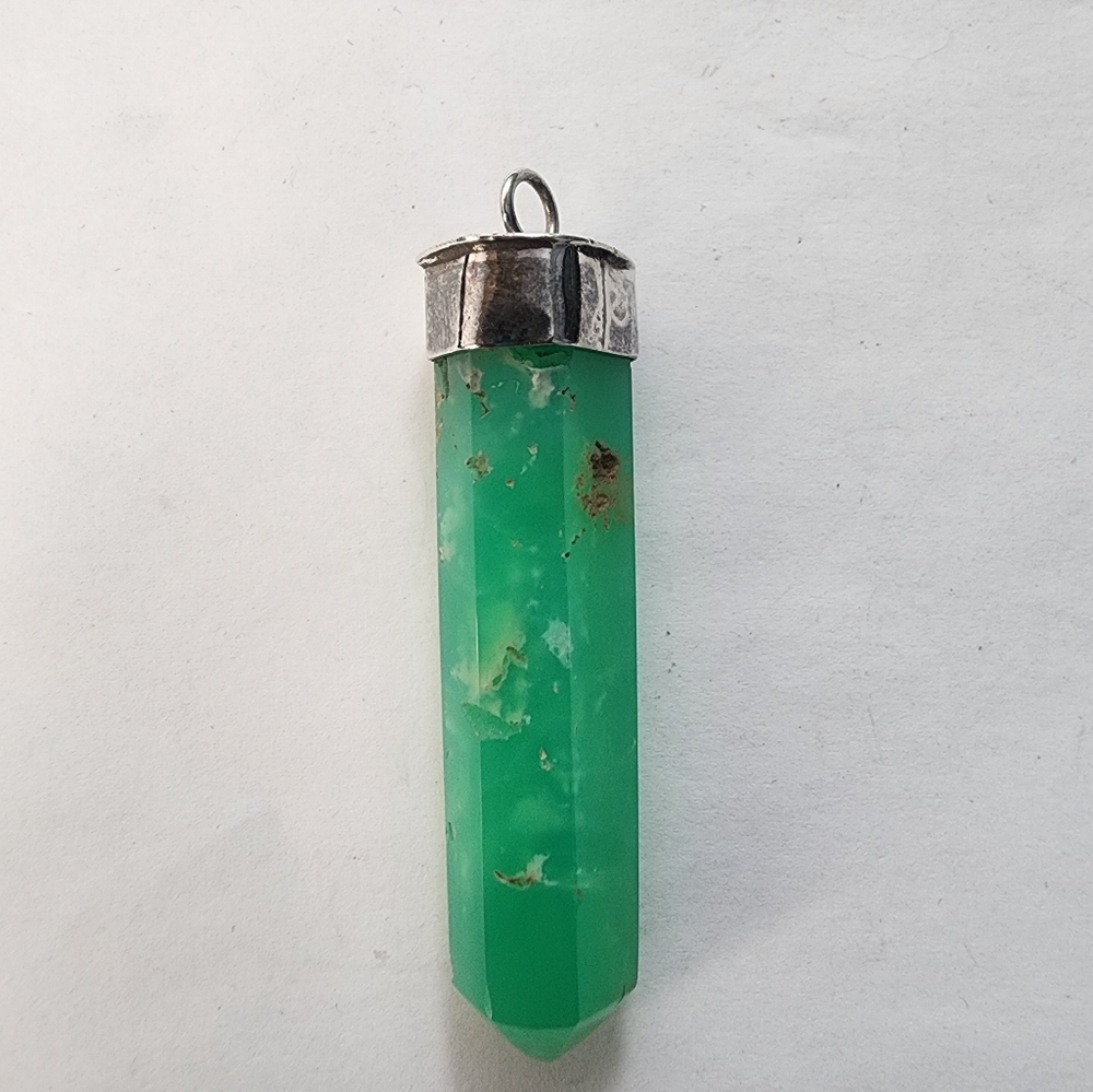 Handcrafted Chrysoprase and Sterling Silver Pendant
